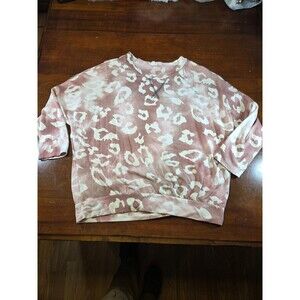 ​P & Rose Top Womens Large Pink Leopard Animal Print Soft Knit Pullover Made USA